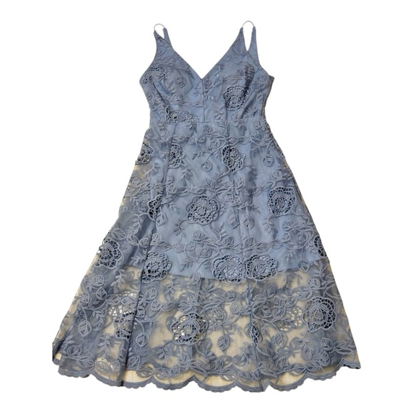 Elegant Blue Lace Midi Dress - Picture 1 of 5